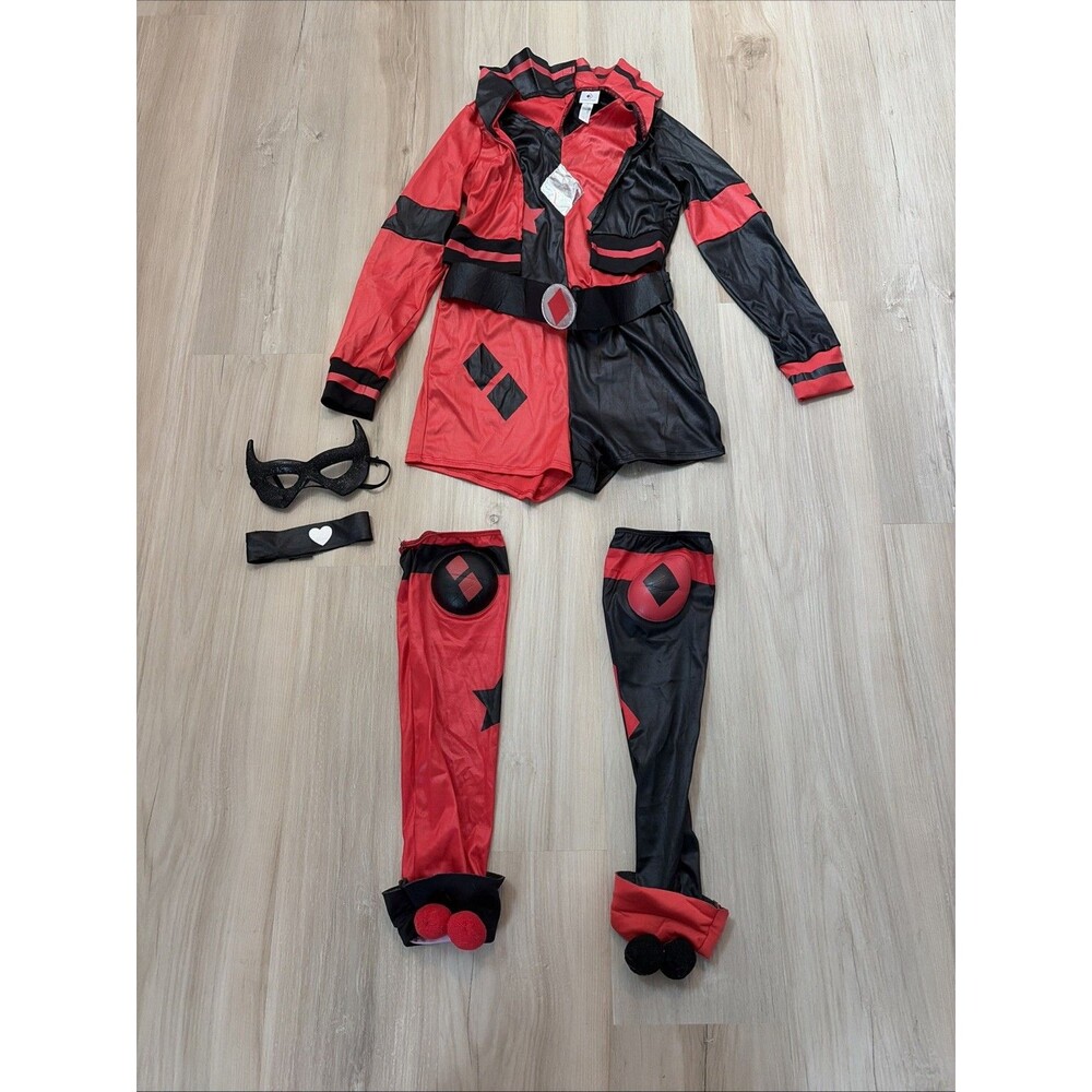 Harley Quinn Costume Cosplay Dress Up DC Girls Size Large 12-14 Halloween Comic
